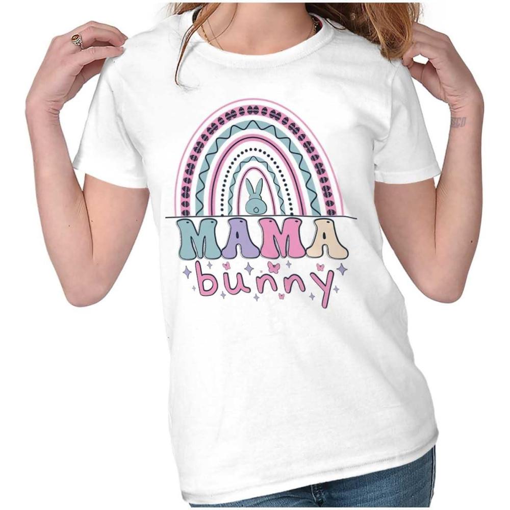 imageBrisco Brands Cute Spring Easter Egg Mama Bunny Womens Slim Fit Graphic TeeWhite