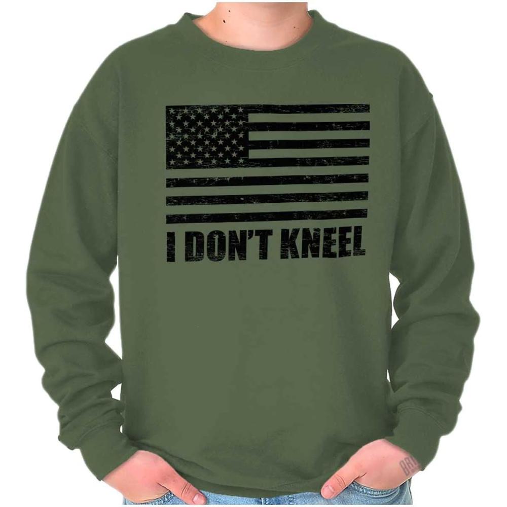 imageBrisco Brands Dont Kneel Anti Protest Patriotic Sweatshirt for Men or WomenMilitary Green
