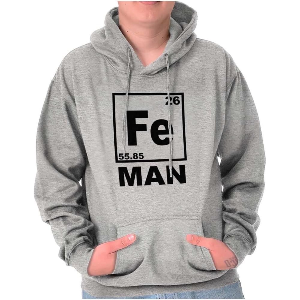 imageBrisco Brands Fe Iron Science Elements Superhero Hoodie Hooded Sweatshirt MenSport Grey