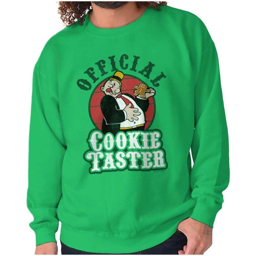 imageBrisco Brands Funny Popeye Wimpy Christmas Cookies Sweatshirt for Men or WomenIrish Green