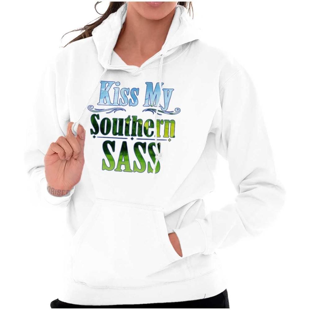 imageBrisco Brands Kiss Southern Country Dixie Belle Hoodie Sweatshirt WomenWhite