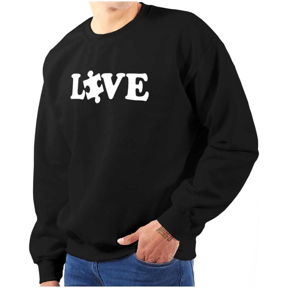 imageBrisco Brands Love Autism Awareness Puzzle Piece Sweatshirt for Men or WomenBlack