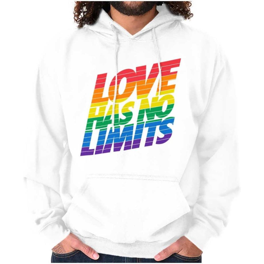 imageBrisco Brands Love Has No Limits Gay Pride Rainbow Hoodie Sweatshirt Women MenWhite