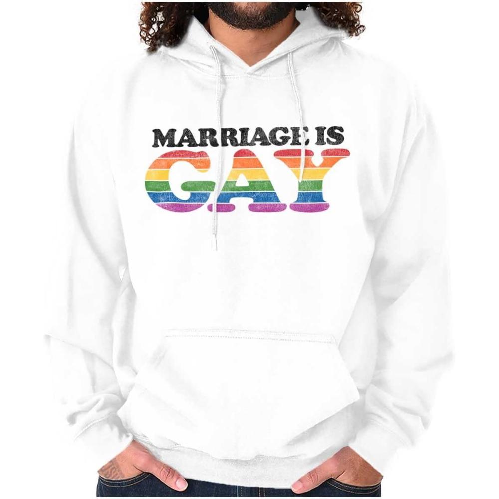 imageBrisco Brands Marriage Is Gay LGBTQ Rights Pride Hoodie Sweatshirt Women MenWhite