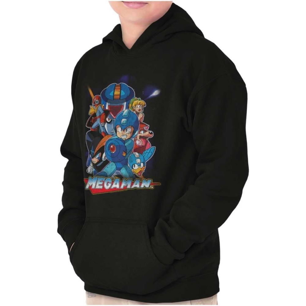 imageBrisco Brands Mega Man Characters Retro 1990s Gamer Youth Hoodie Boy Girl
