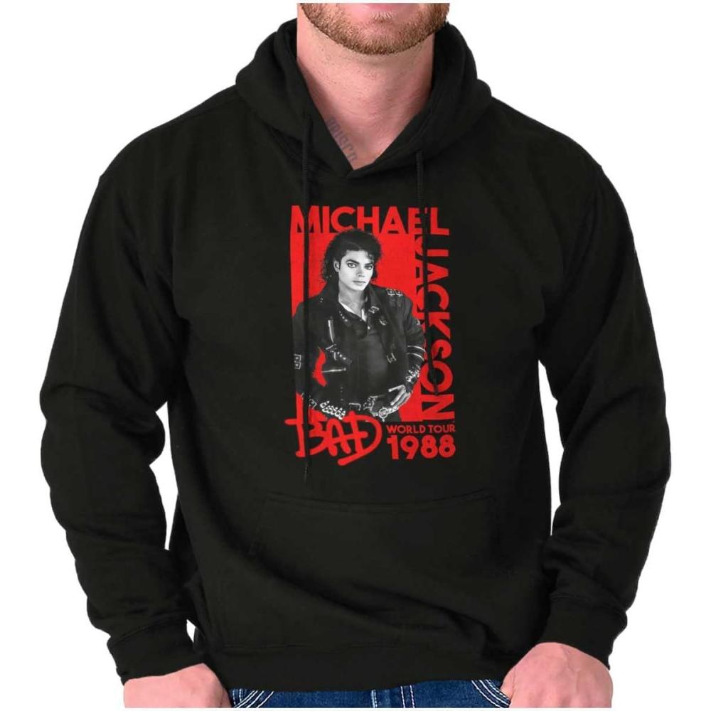 imageBrisco Brands Michael Jackson Bad World Your 1988 Hoodie Sweatshirt Women MenBlack