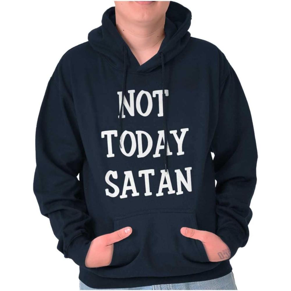 imageBrisco Brands Not Today Satan Funny Christian Hoodie Sweatshirt Women MenNavy