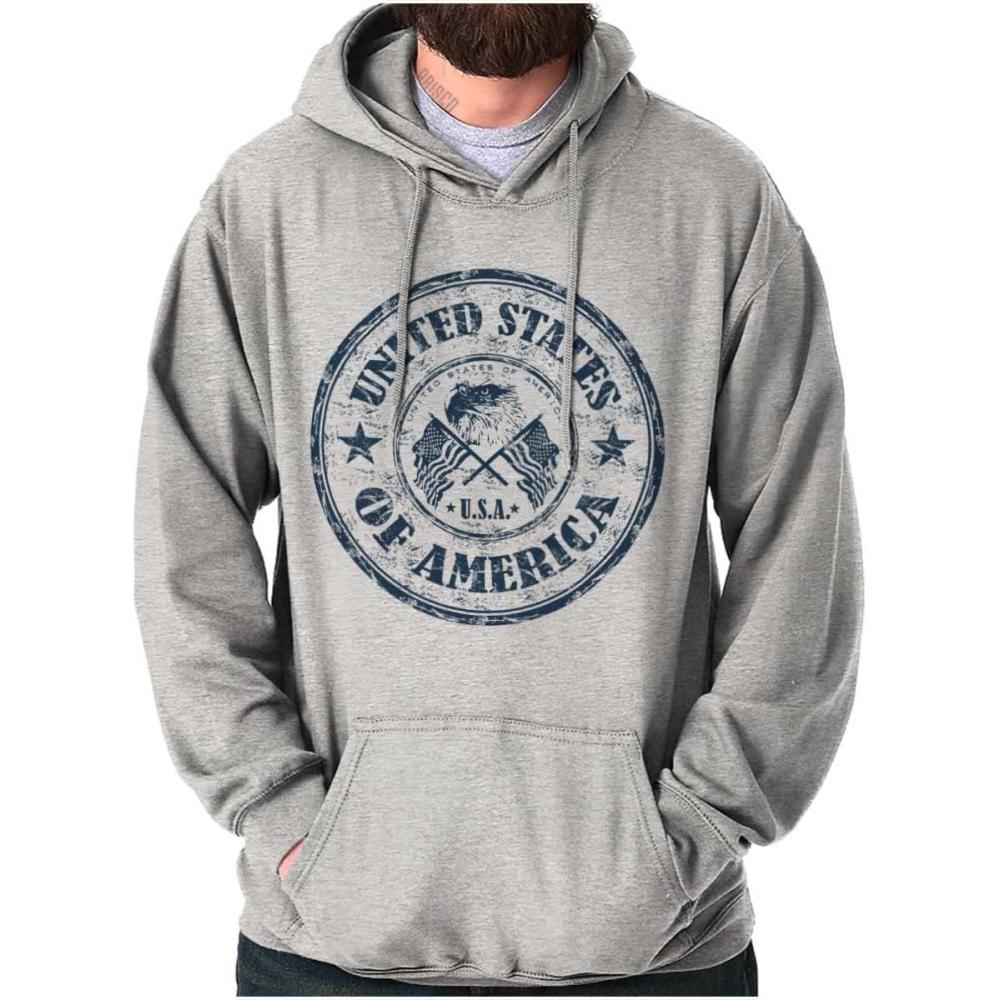 imageBrisco Brands Patriotic America Seal USA Americana Hoodie Sweatshirt Women MenSport Grey