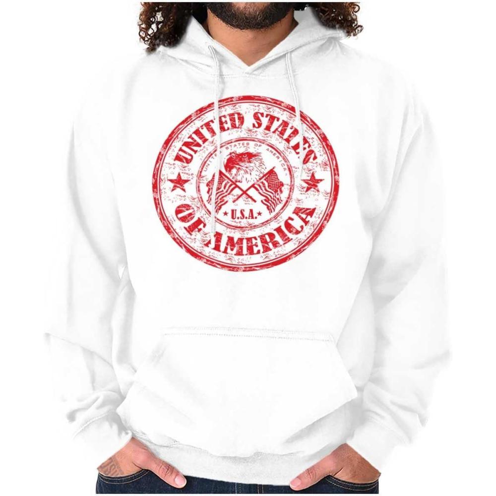 imageBrisco Brands Patriotic America Seal USA Americana Hoodie Sweatshirt Women MenWhite