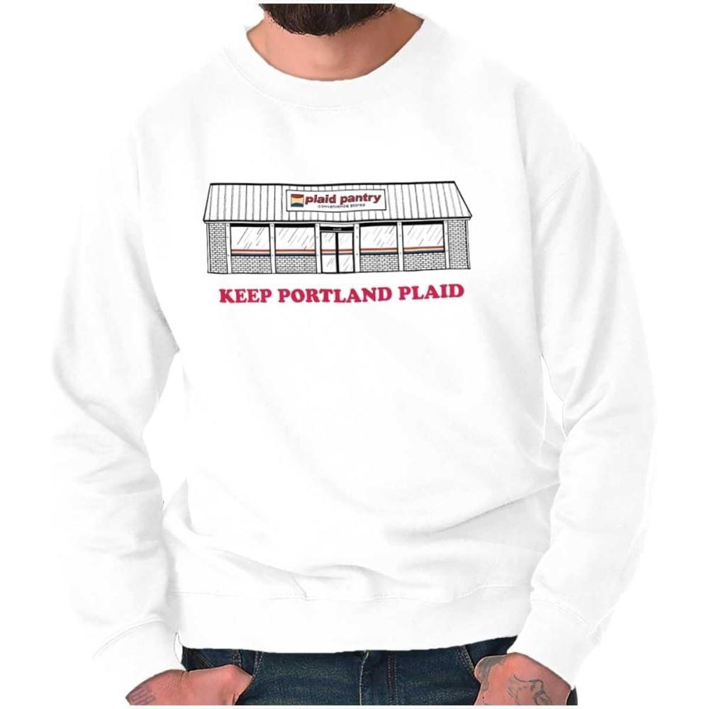 imageBrisco Brands Plaid Pantry Keep Portland Plaid Sweatshirt for Men or WomenWhite