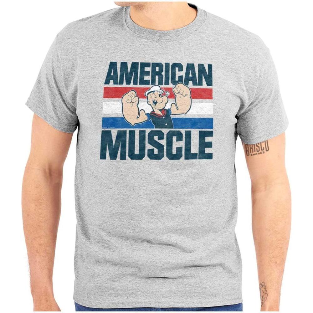 imageBrisco Brands Popeye The Sailor American Muscle Mens Graphic T Shirt TeesSport Grey