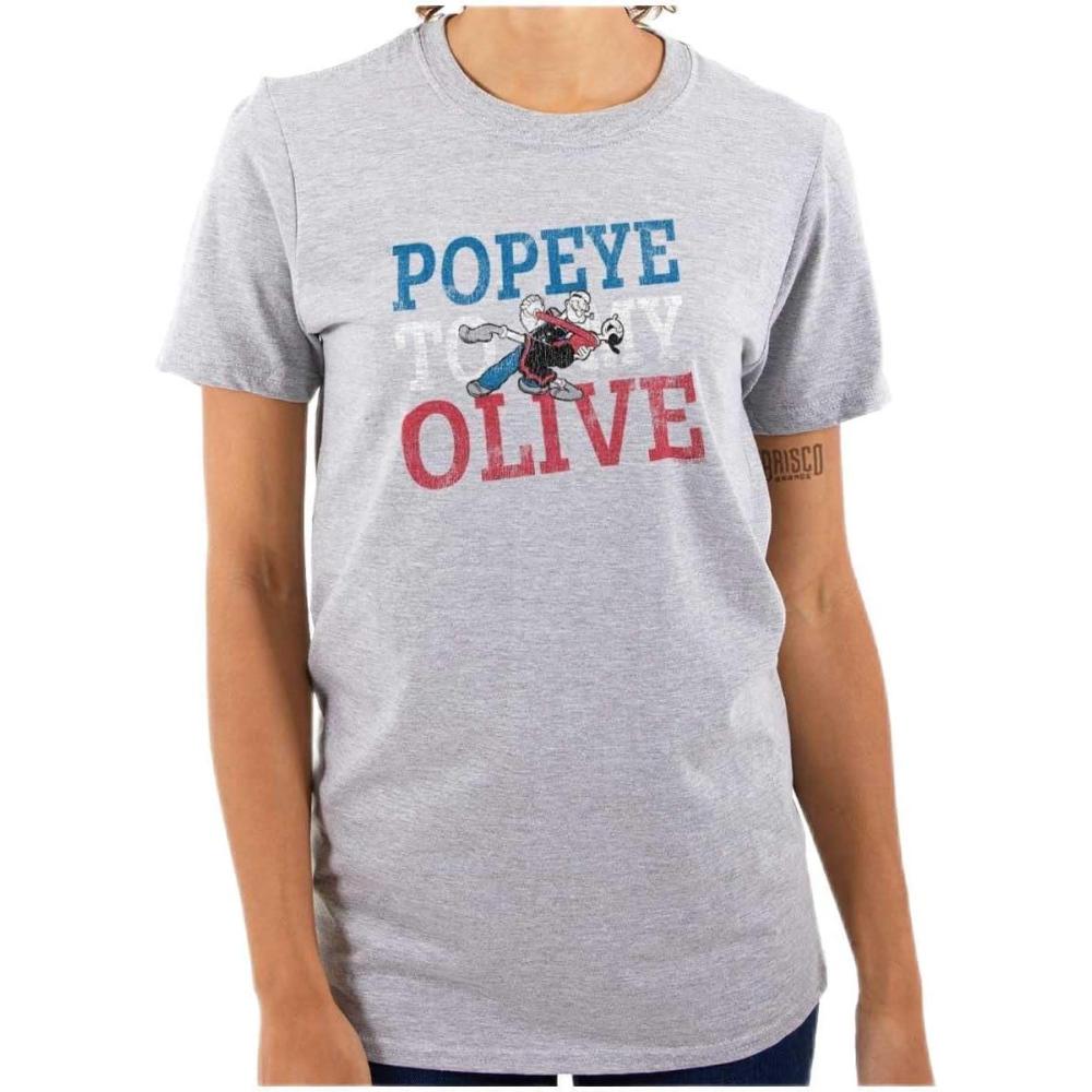 imageBrisco Brands Popeye to My Olive OYL Cute Couple Womens Graphic T Shirt TeesSport Grey
