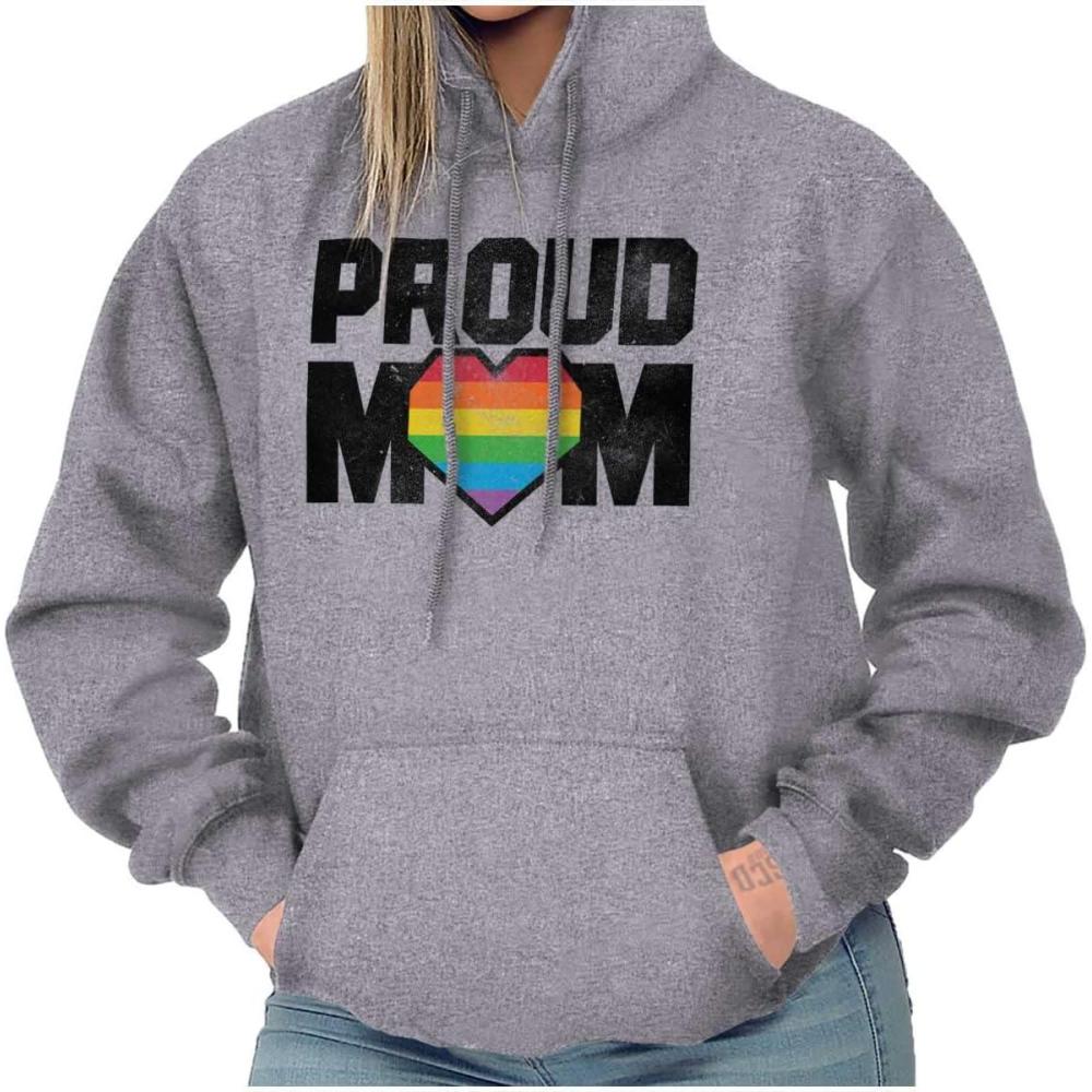 imageBrisco Brands Proud Mom Mother Gay Pride LGBTQ Ally Hoodie Sweatshirt WomenSport Grey