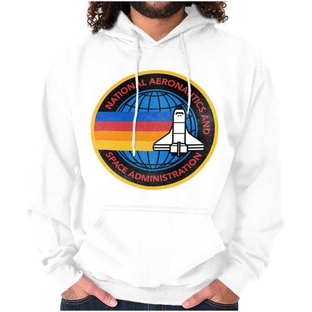 imageBrisco Brands Retro NASA Space Shuttle Rainbow Hoodie Sweatshirt Women MenWhite