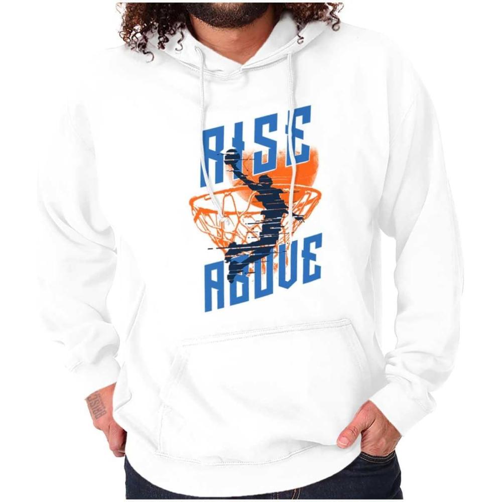 imageBrisco Brands Rise Above Basketball Slam Dunk Hoodie Hooded Sweatshirt MenWhite