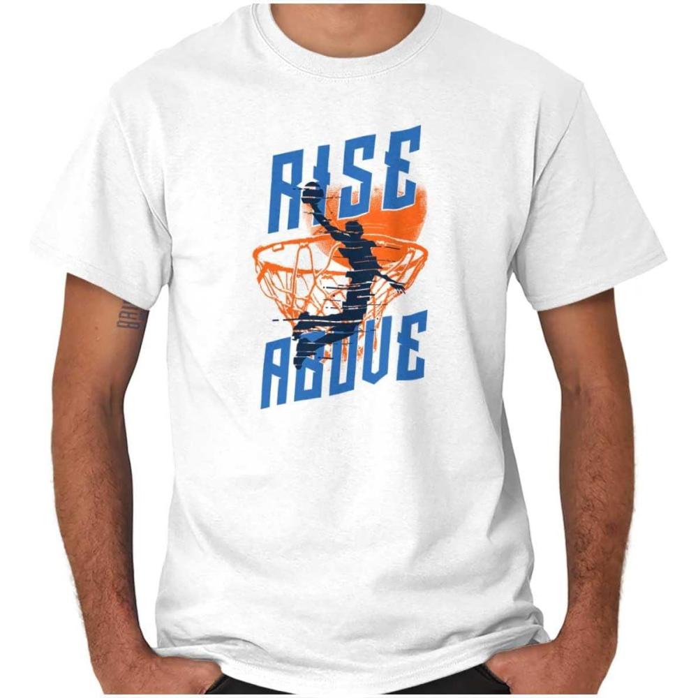 imageBrisco Brands Rise Above Basketball Slam Dunk Mens Graphic T Shirt TeesWhite