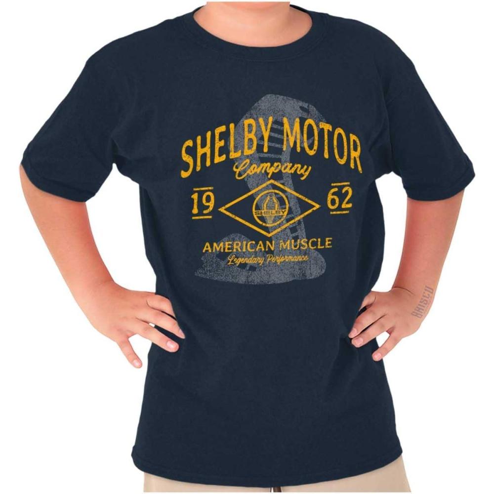 imageBrisco Brands Shelby Motor Company Muscle Car Crewneck T Shirts Boy GirlNavy