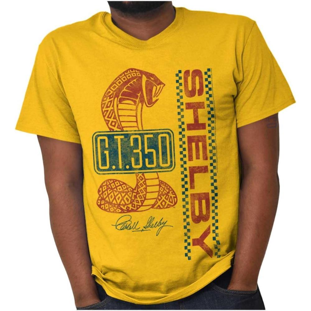 imageBrisco Brands Shelby Racing GT 350 License Plate Graphic T Shirt Men or WomenGold