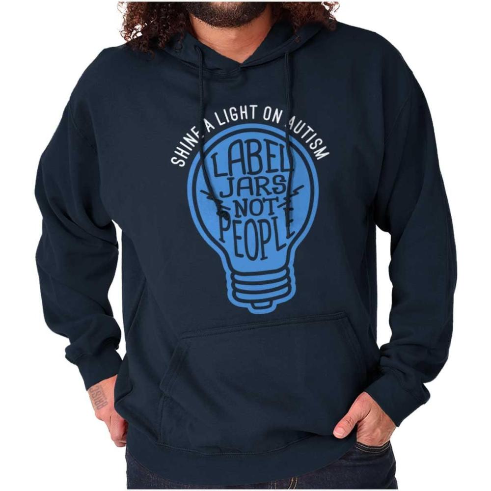 imageBrisco Brands Shine a Light on Autism Bulb Symbol Hoodie Sweatshirt Women MenNavy