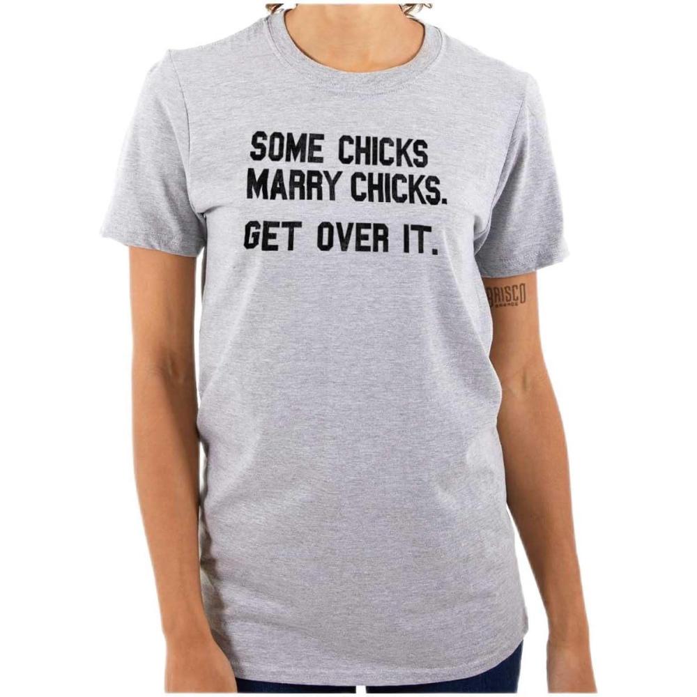 imageBrisco Brands Some Chicks Marry LGBTQ Lesbian Pride Womens Graphic T Shirt TeesSport Grey