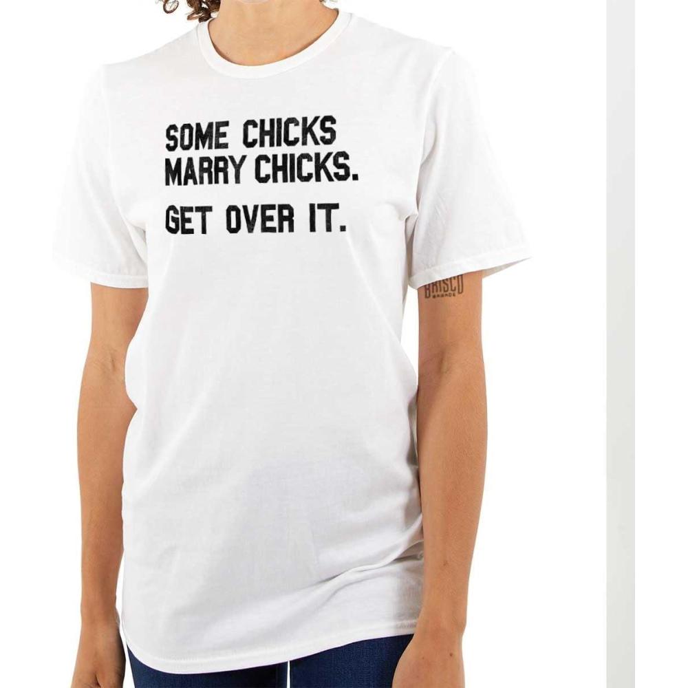 imageBrisco Brands Some Chicks Marry LGBTQ Lesbian Pride Womens Graphic T Shirt TeesWhite