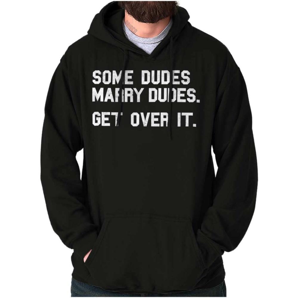 imageBrisco Brands Some Dudes Get Married LGBTQ Pride Hoodie Hooded Sweatshirt MenBlack