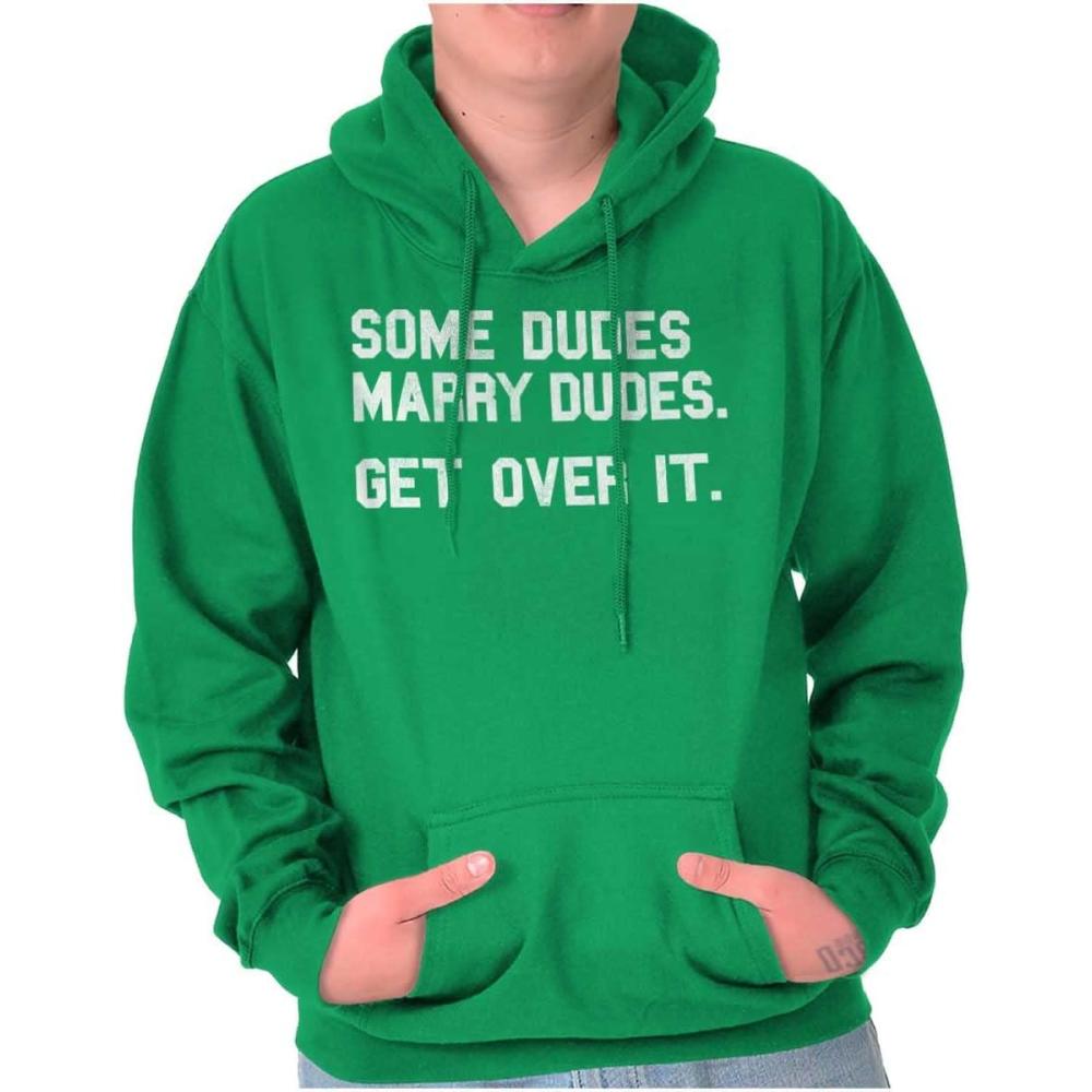 imageBrisco Brands Some Dudes Get Married LGBTQ Pride Hoodie Hooded Sweatshirt MenIrish Green