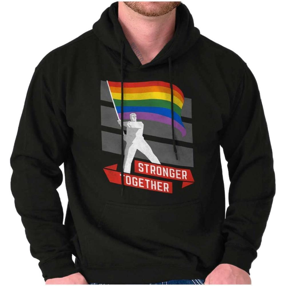 imageBrisco Brands Stronger Together Gay Pride Flag Hoodie Sweatshirt Women MenBlack
