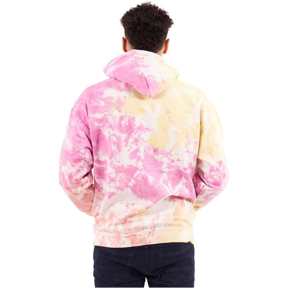 imageBrisco Brands Tie Dye Hoodie Colorful Cloud Fleece Drawstring Hooded Pullover SweatshirtLemon Raspberry