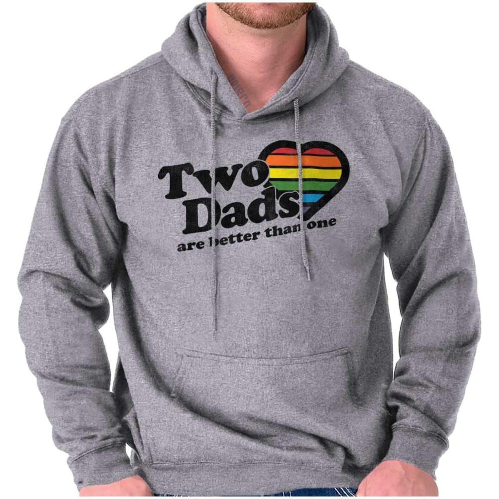imageBrisco Brands Two Dads Better Than One Gay Pride Hoodie Hooded Sweatshirt MenSport Grey