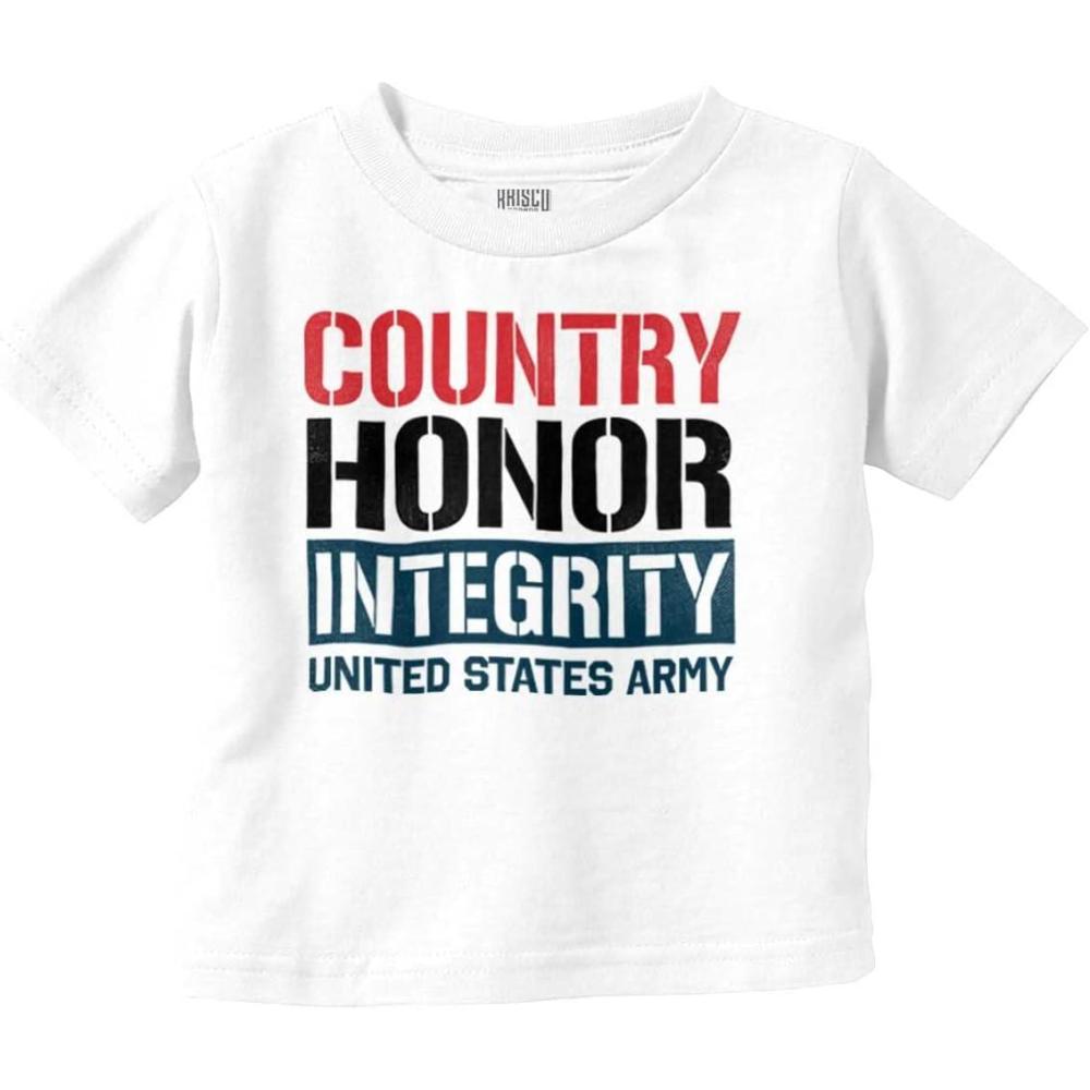 imageBrisco Brands US Army Patriotic Proud American Toddler Boy Girl T ShirtWhite