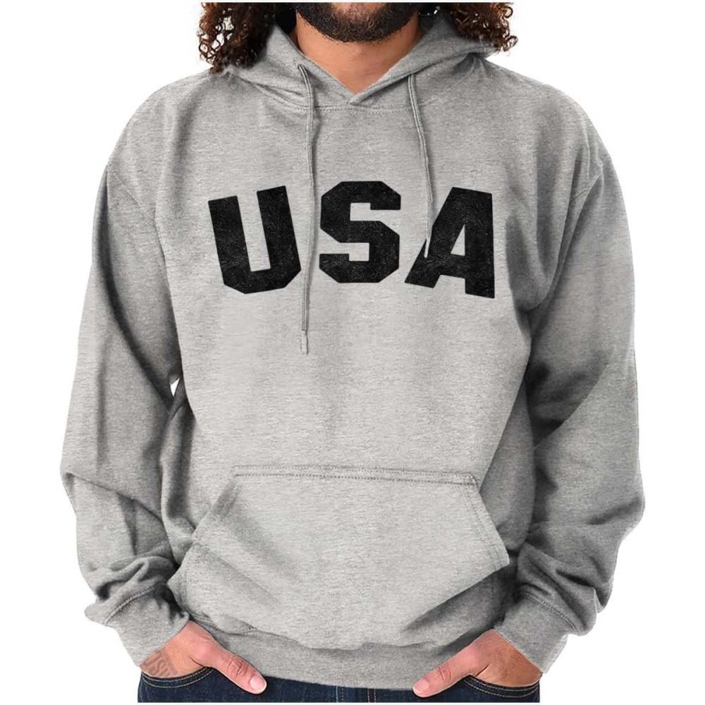 imageBrisco Brands United States of America USA Patriot Hoodie Sweatshirt Women MenSport Grey
