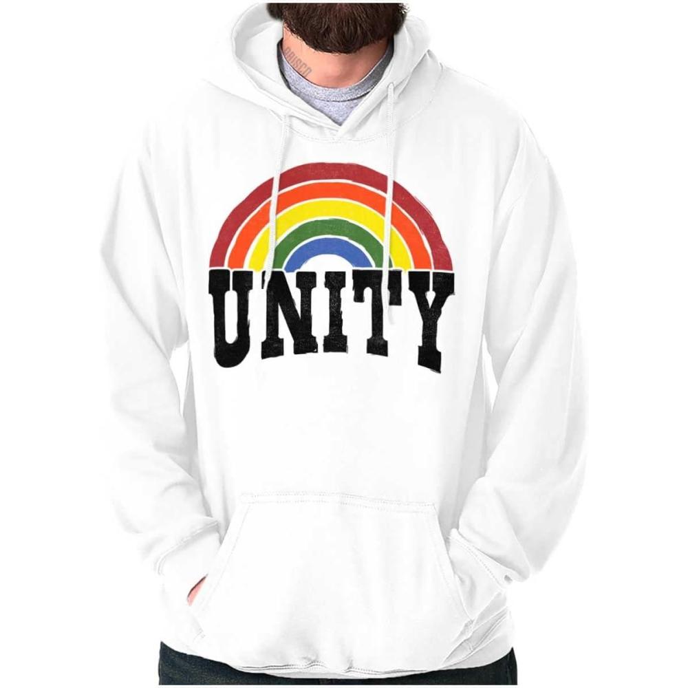 imageBrisco Brands Unity Rainbow Social Justice Equality Hoodie Sweatshirt Women MenWhite