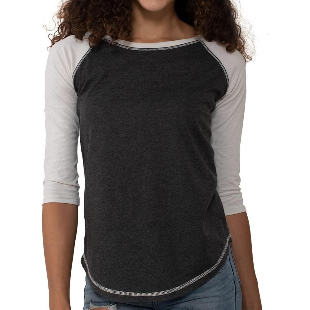 imageBrisco Brands Womens Raglan Tee Juniors 34 Sleeve Baseball TShirtBlackWhite