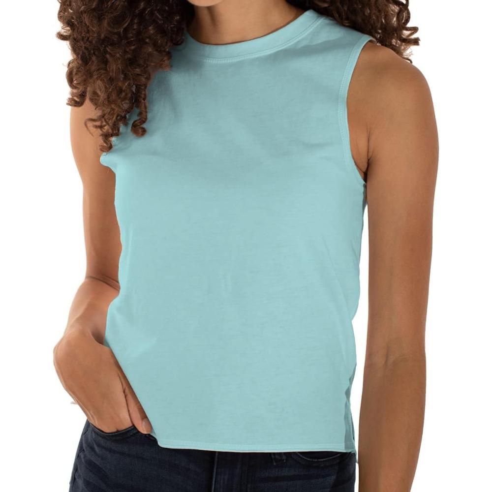 imageBrisco Brands Womens Sleeveless Muscle Tee Juniors Basic Crewneck Tank TopAqua