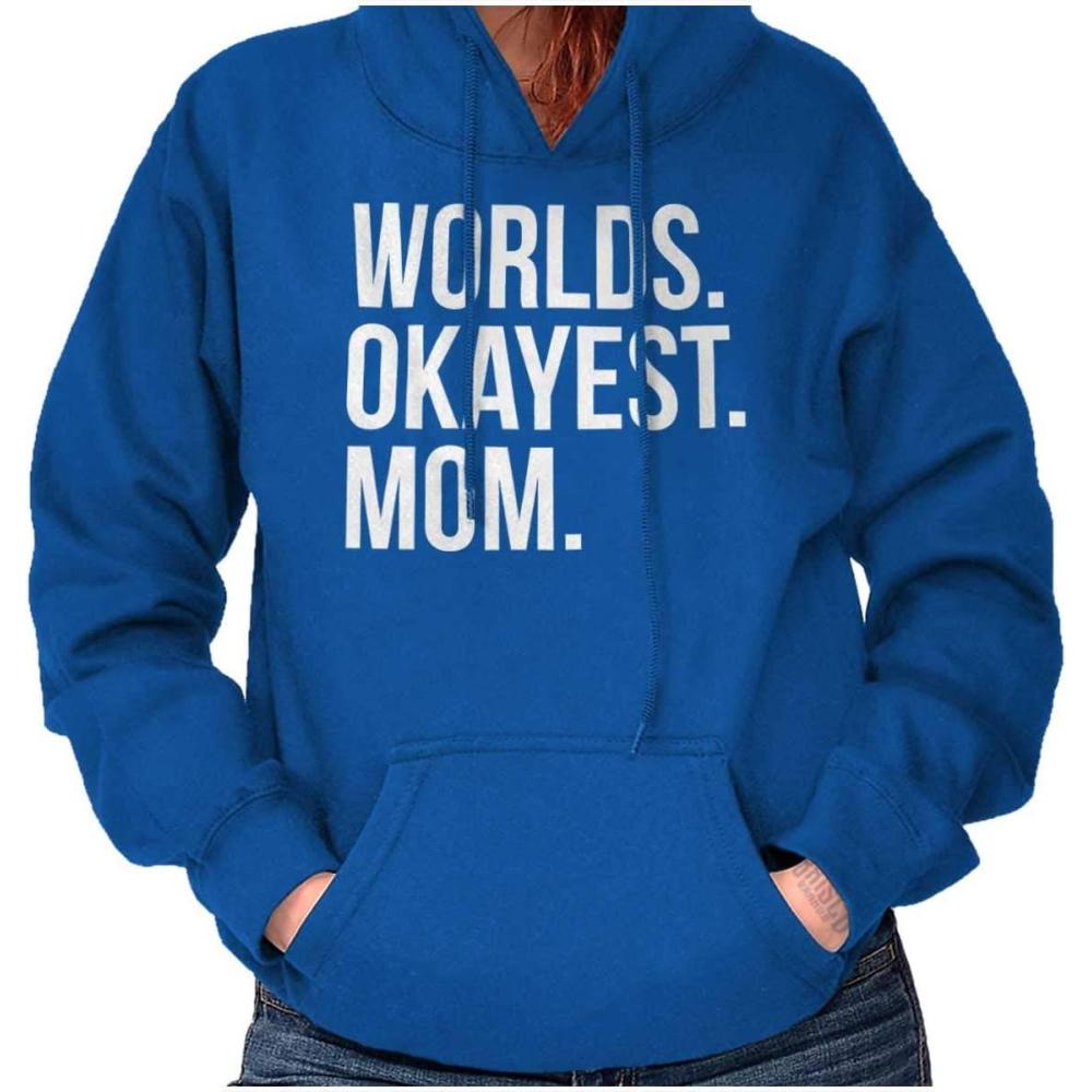 imageBrisco Brands Worlds Okayest Mom Mothers Day Mama Hoodie Sweatshirt WomenRoyal