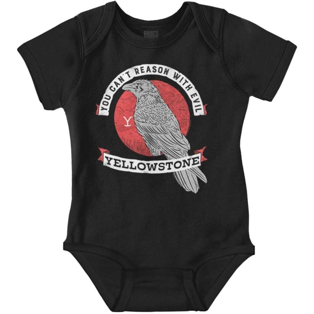 imageBrisco Brands Yellowstone Cant Reason with Evil Baby Romper Boys or GirlsBlack