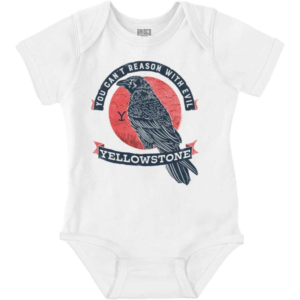imageBrisco Brands Yellowstone Cant Reason with Evil Baby Romper Boys or GirlsWhite