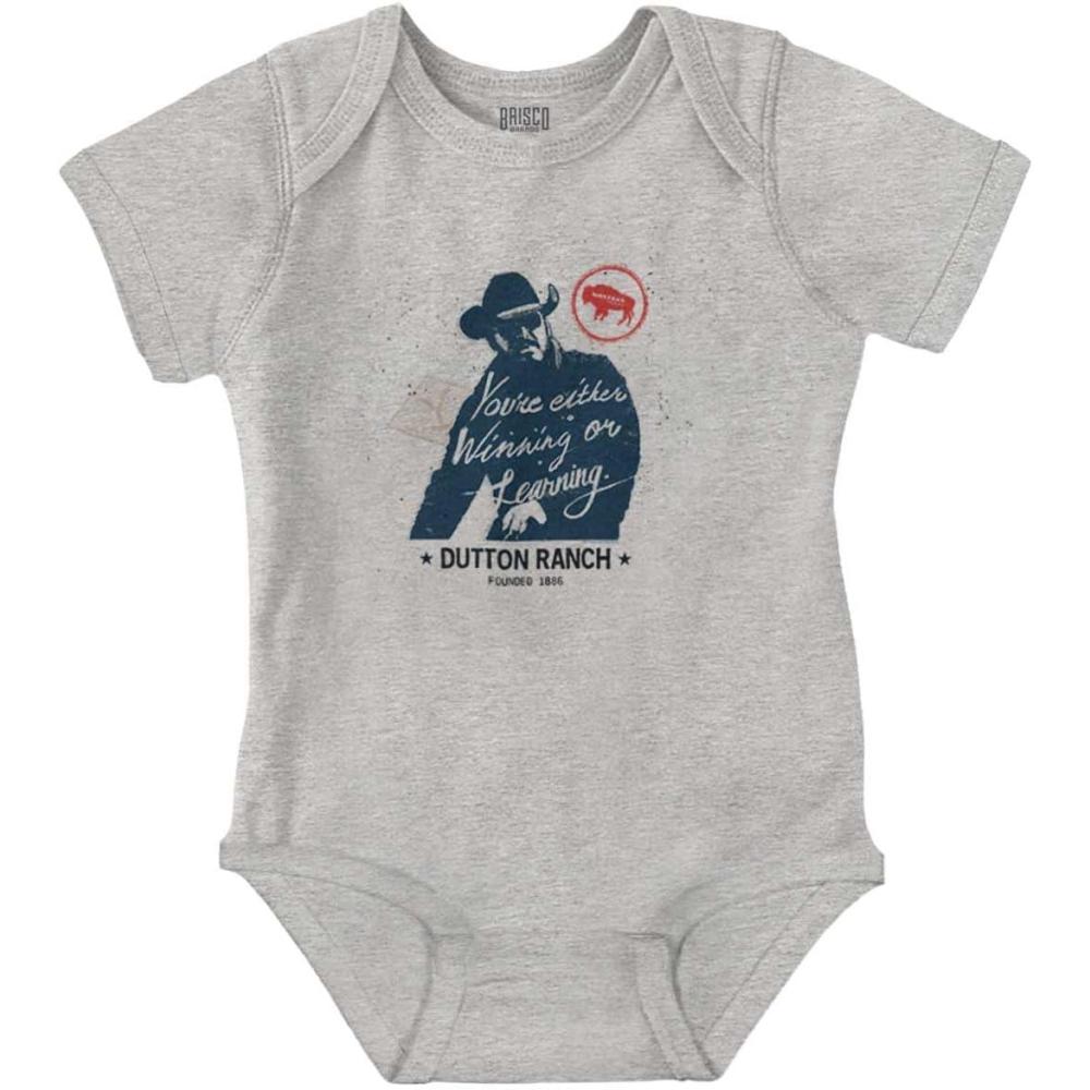 imageBrisco Brands Yellowstone Cowboy Winning or Losing Baby Romper Boys or GirlsHeather