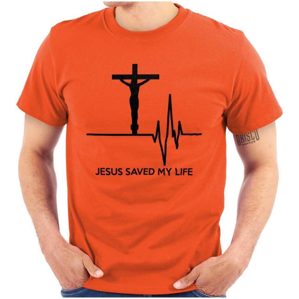 imageChristian Strong Jesus Saved My Life Crucifix Graphic T Shirt Men or WomenOrange