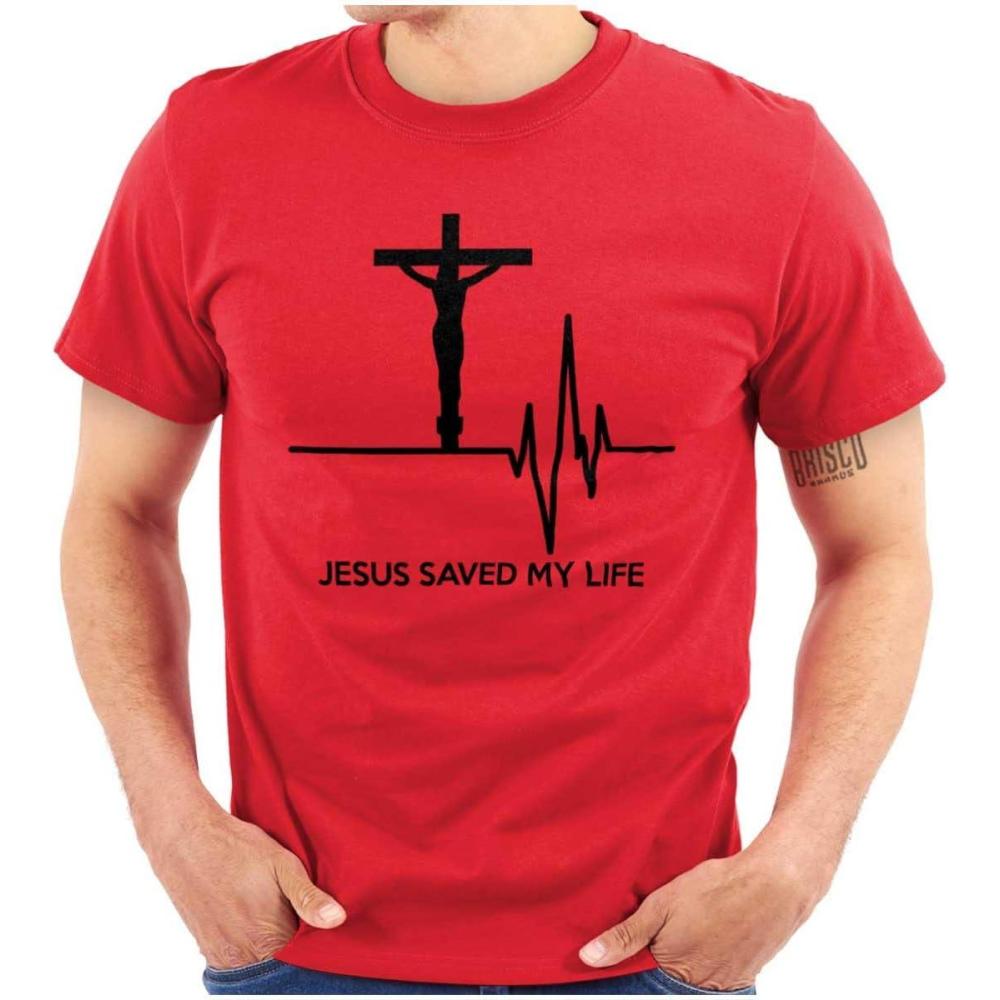 imageChristian Strong Jesus Saved My Life Crucifix Graphic T Shirt Men or WomenRed