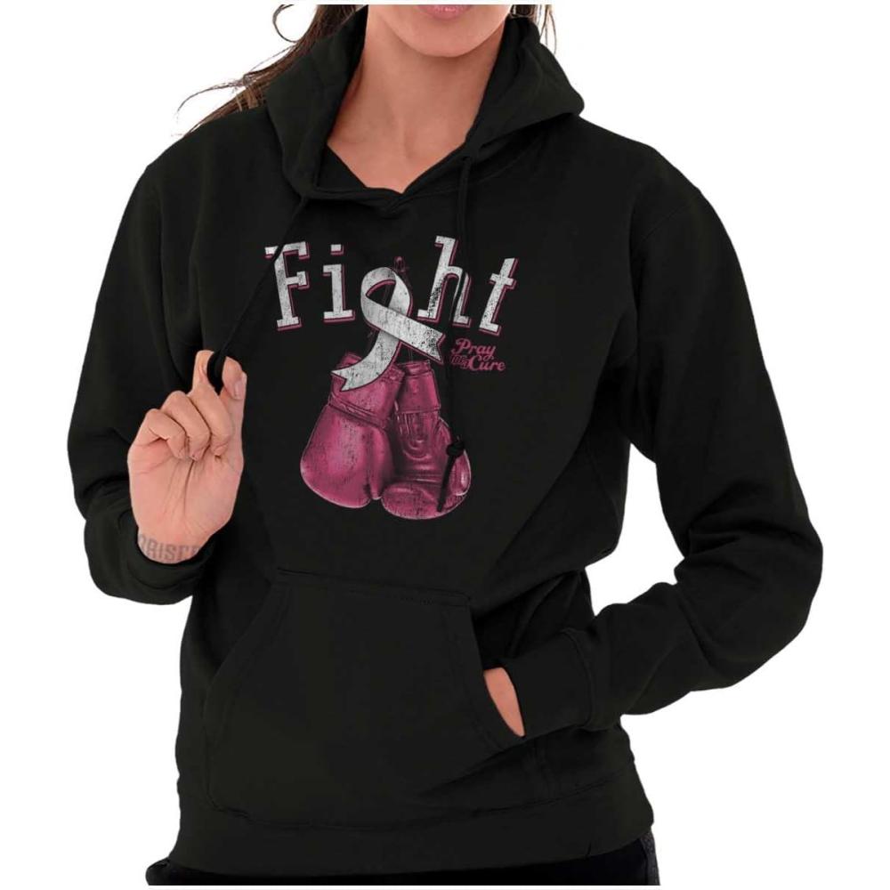 imageClassic Teaze Fight Boxing Breast Cancer Warrior Hoodie Sweatshirt WomenBlack