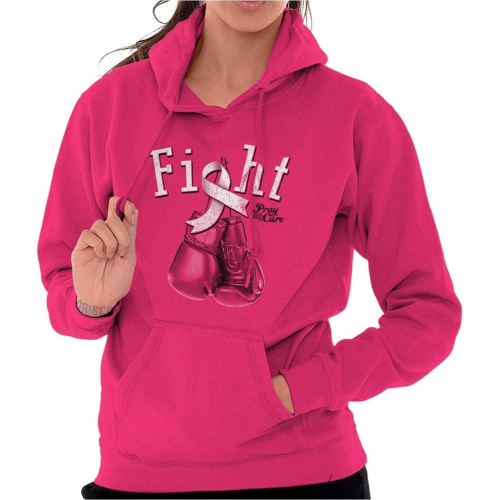 imageClassic Teaze Fight Boxing Breast Cancer Warrior Hoodie Sweatshirt WomenHeliconia
