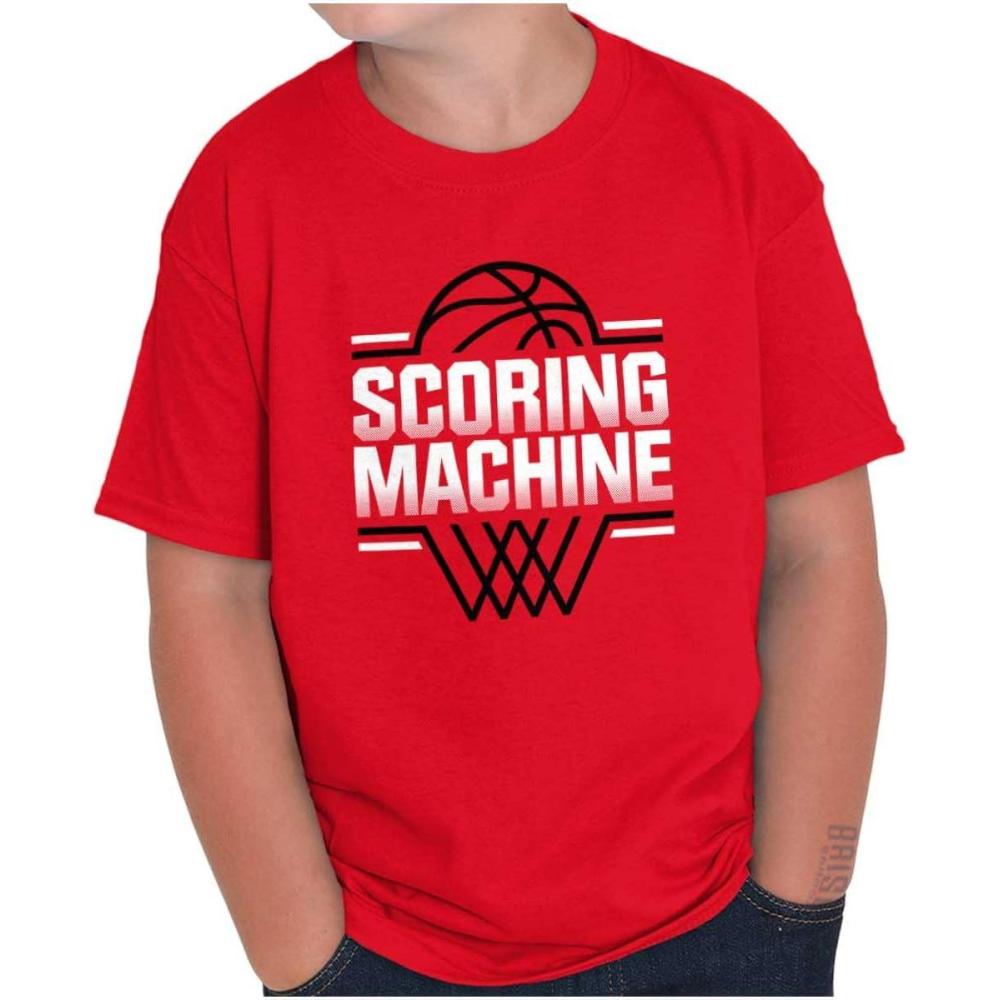 imageCool Basketball Scoring Machine Boys Kids T Shirt Tees TopsRed
