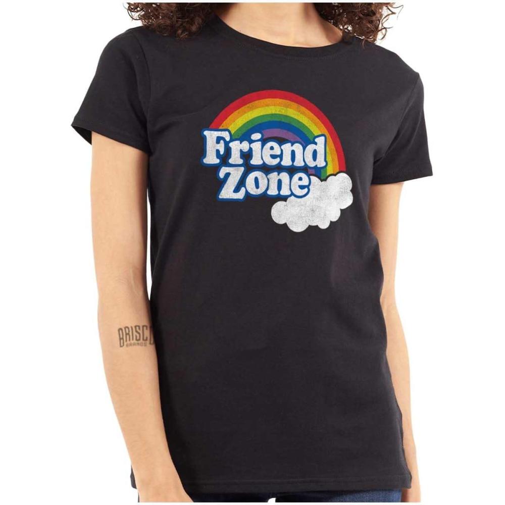 imageFriend Zone Funny LGBTQ Cute Rainbow Womens Slim Fit Graphic TeeBlack