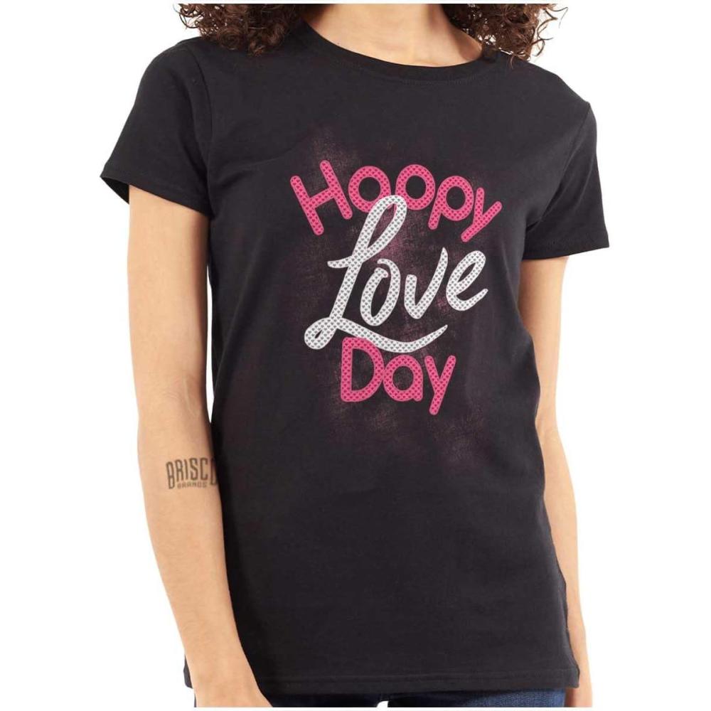 imageHappy Love Day Cute Valentines Womens Slim Fit Graphic TeeBlack