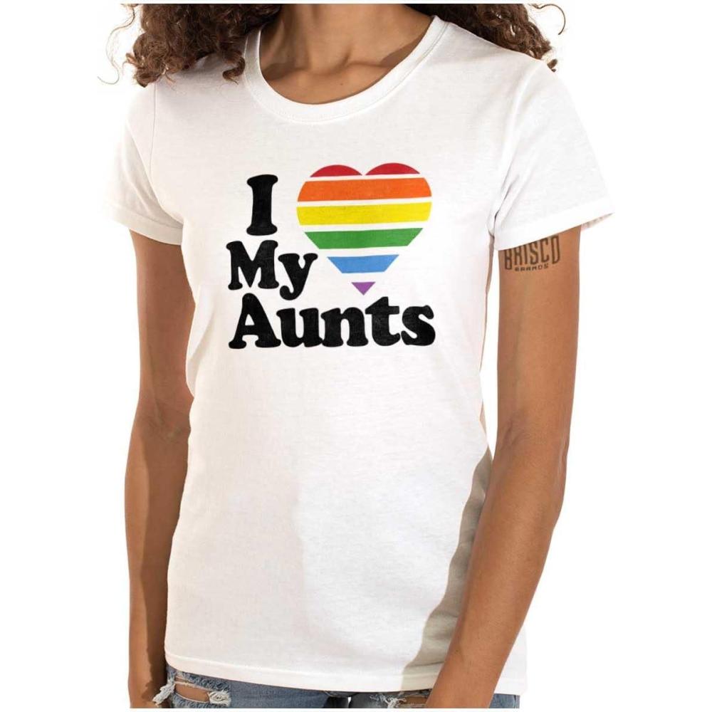 imageI Love My Aunts LGBTQ Gay Pride Womens Slim Fit Graphic TeeWhite