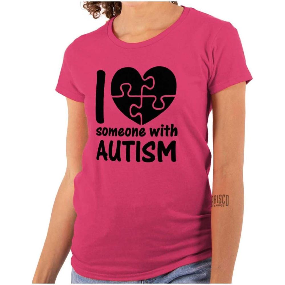 imageI Love Someone with Autism Puzzle Womens Slim Fit Graphic TeeHeliconia