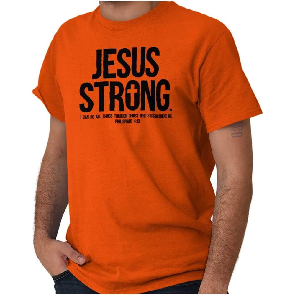 imageJesus Strong Philippians 413 Bible Graphic T Shirt Men or WomenOrange