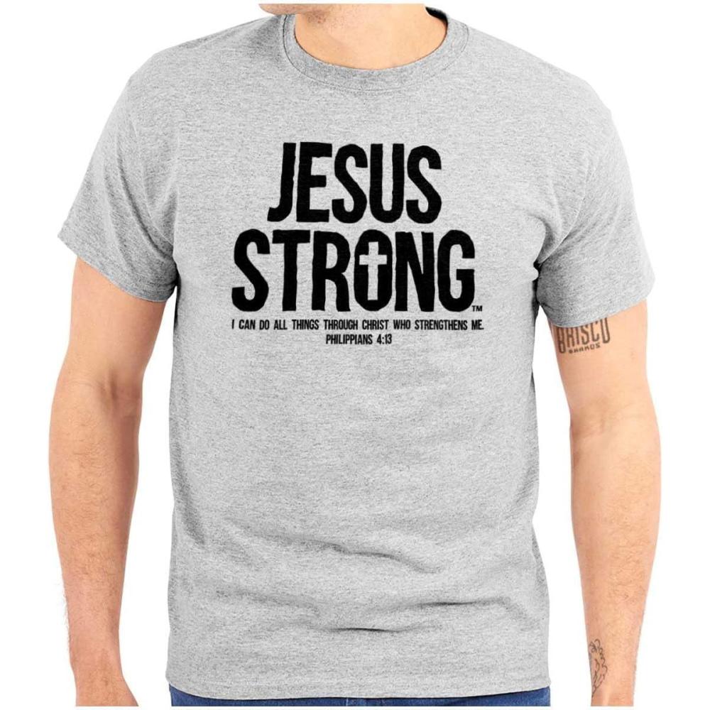 imageJesus Strong Philippians 413 Bible Graphic T Shirt Men or WomenSport Grey